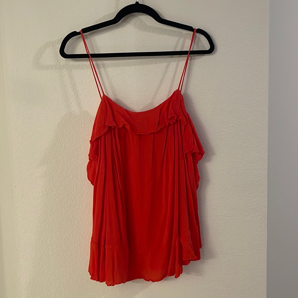 Intimately Free People Orange ruffle tank